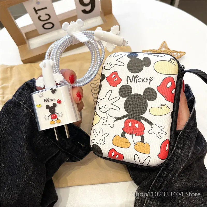 Disney Mickey Lotso Charger Data Cable Protective Cover for iPhone 13/12/11 18W/20W Cute Soft Glue Shell Winding Rope with Bag