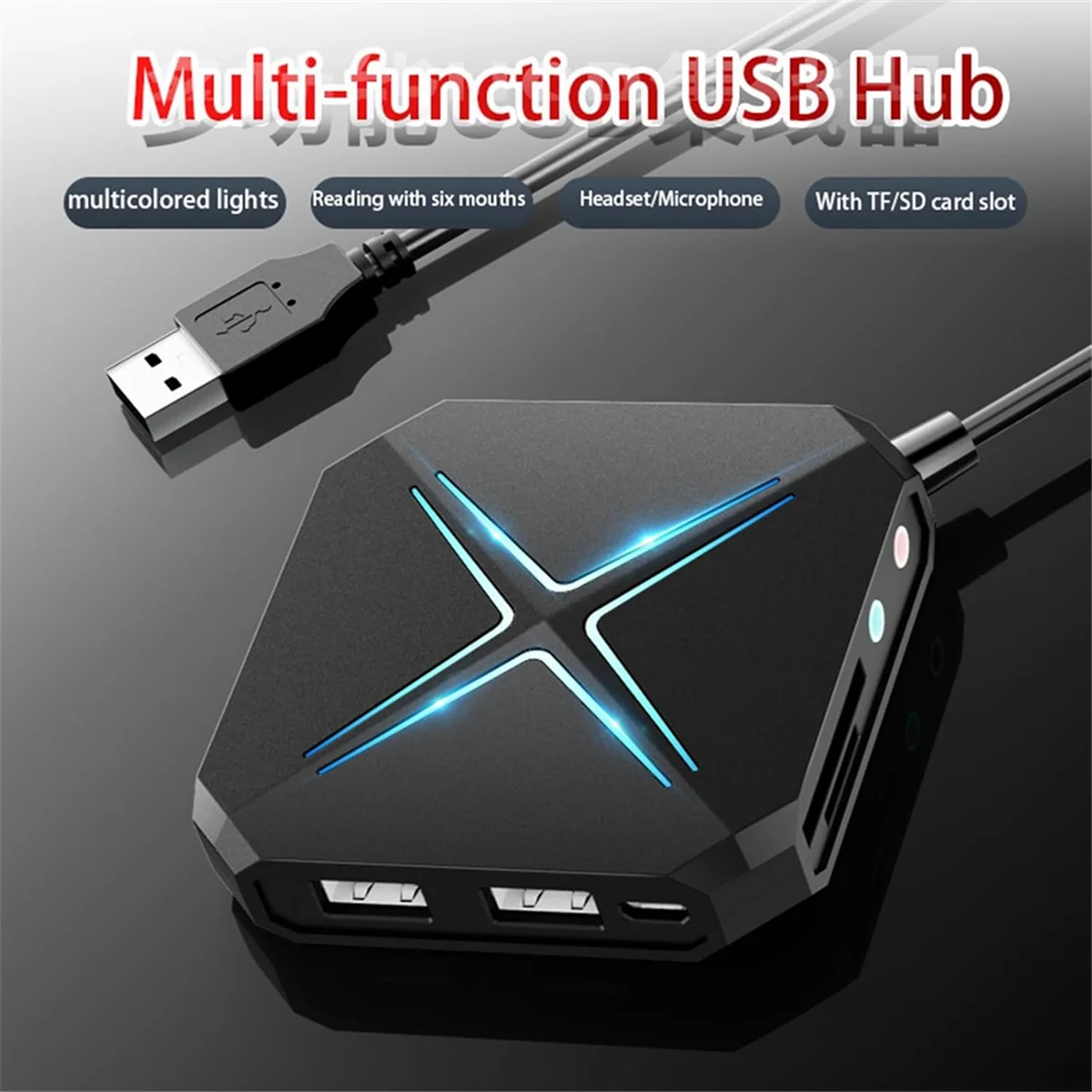 10-In-1 USB HUB Dock Station,USB Audio Adapter for PC Windows, Laptops, Desktops, Stereo Sound Card with 3.5mm Interface