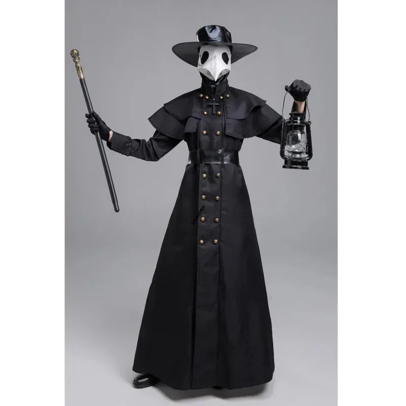 هالوين القرون الوسطى هود رداء الطاعون الطبيب زي قناع قبعة للرجال الكبار الراهب تأثيري Steampunk الكاهن الرعب معالج عباءة الرأس