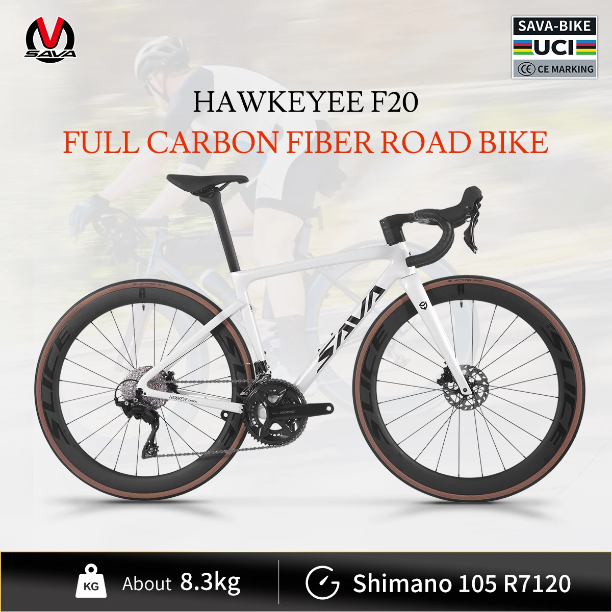 

SAVA Hawkeye Frame Full Carbon Fiber Road Bike with SHIMAN0 R7120 Kit 24 Speed, Purple Road Bike CE+UCI Approved