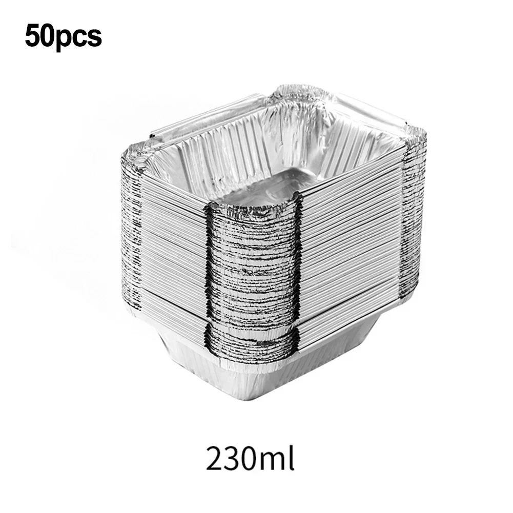 50Pcs Air Fryer Disposable Paper Microwave Oil Foil Tin Steamer Mat Aluminum Food Tray Container Non-stick Baking Tin Foil Plate