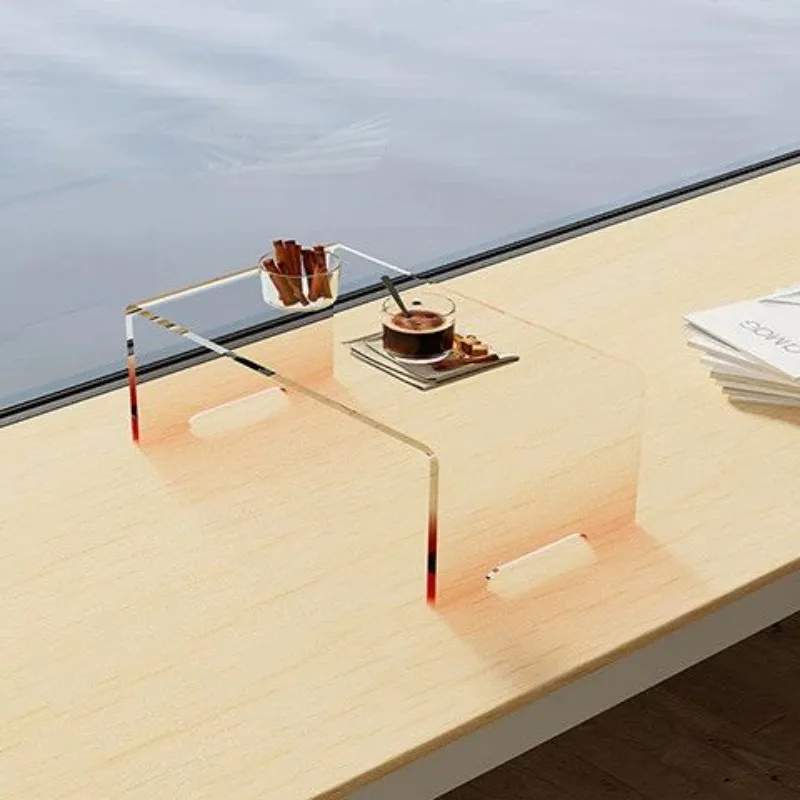 Acrylic gradual change color edge table, transparent bay window coffee table, simple bed table tatami low table, rainbow small 5