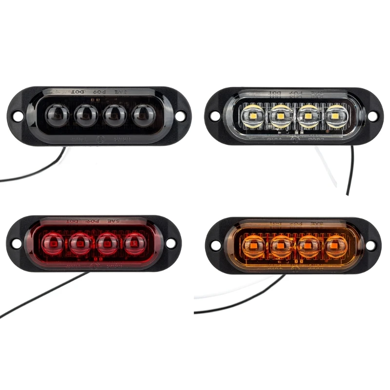 652F Side Clearance Marker Lamp Warning Light 4 LED Side Marker Lamp 12V- 24V Truck