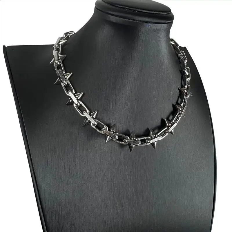 Spike Necklaces Hip-hop Gothic Punk Style Barbed Chain Collar Choker For Men Women Girls Jewelry Accessory