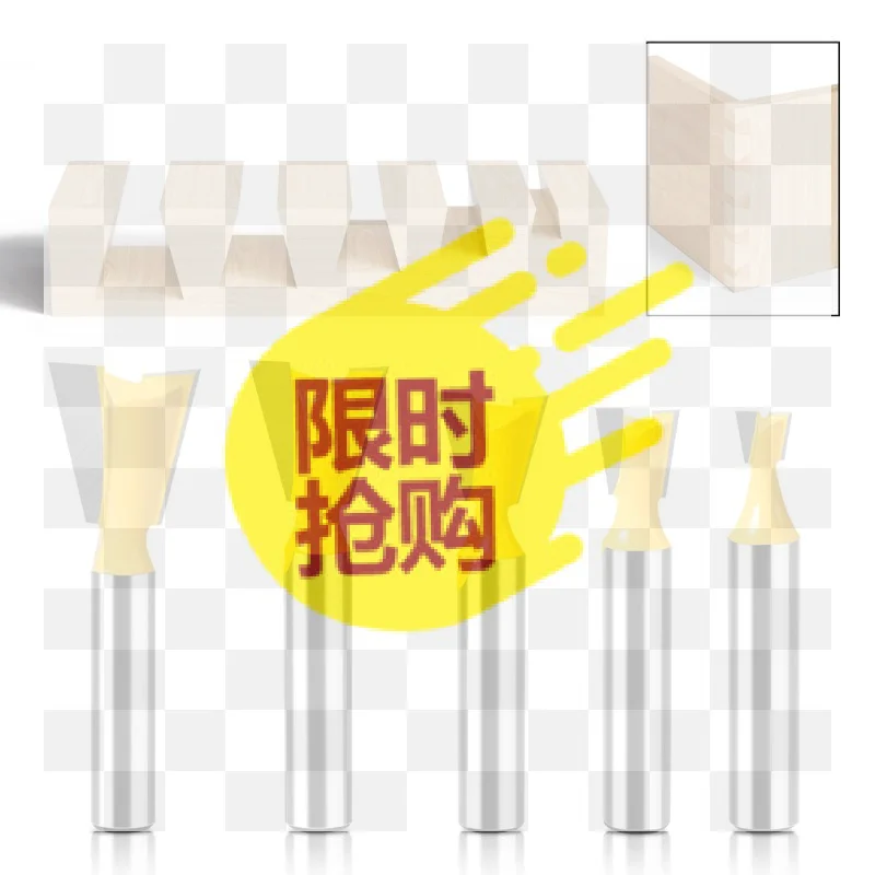 【BA】5Pcs Shank Dovetail Joint Router Bits Set Dovetail Joint Router Bit Set Milling Cutter For Woodworking Tool