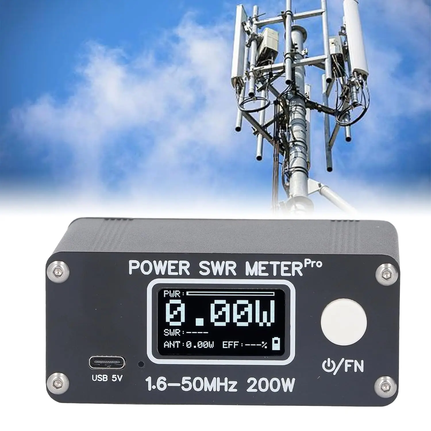 Miernik SWR ekran 1.29in, 1.6-50MHz, 0.5W-200W funkcja alarmu akumulator krótkofalówki krótkofalowej HF PWR narzędzie Tester mocy