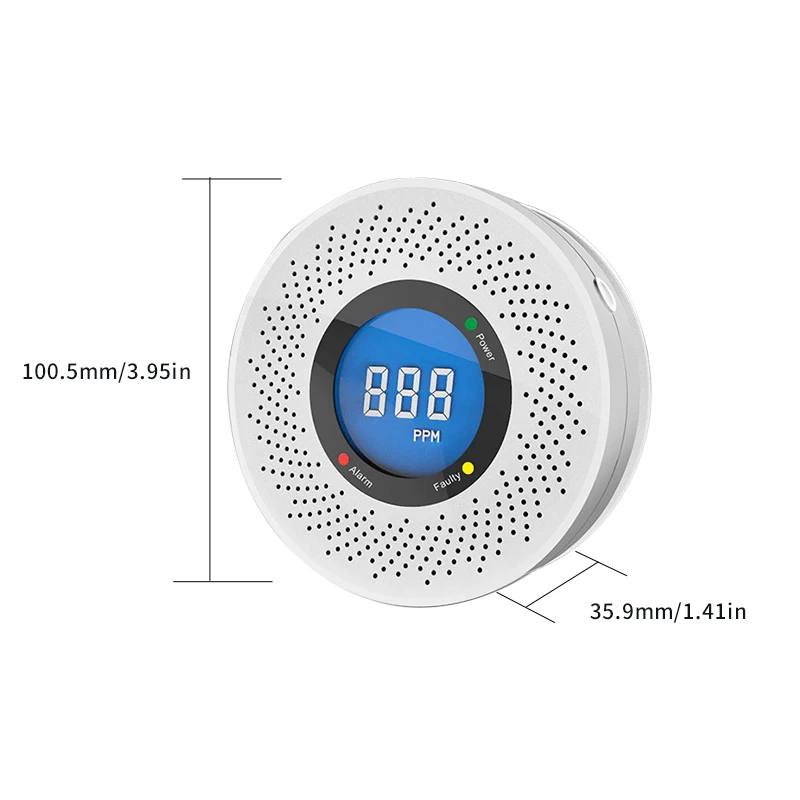 مستشعر إنذار ثاني أكسيد الكربون المستقل كاشف إنذار أول أكسيد الكربون عالي الحساسية تحذير شاشة الكريستال السائل إنذار CO للمنزل