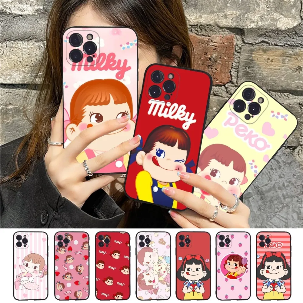 Fujiya Milky Peko-Chan Phone Case Silicone Soft for iphone 15 14 13 12 11 Pro Mini XS MAX 8 7 6 Plus X XS XR Cover