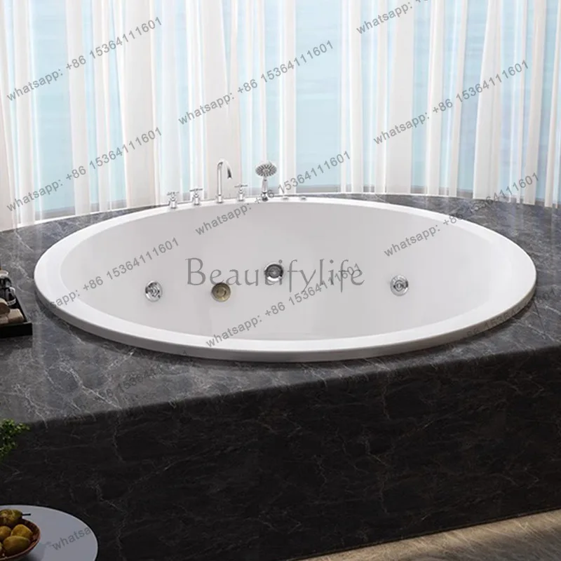 Round thick edge embedded bathtub acrylic small apartment leisure hotel constant temperature heating