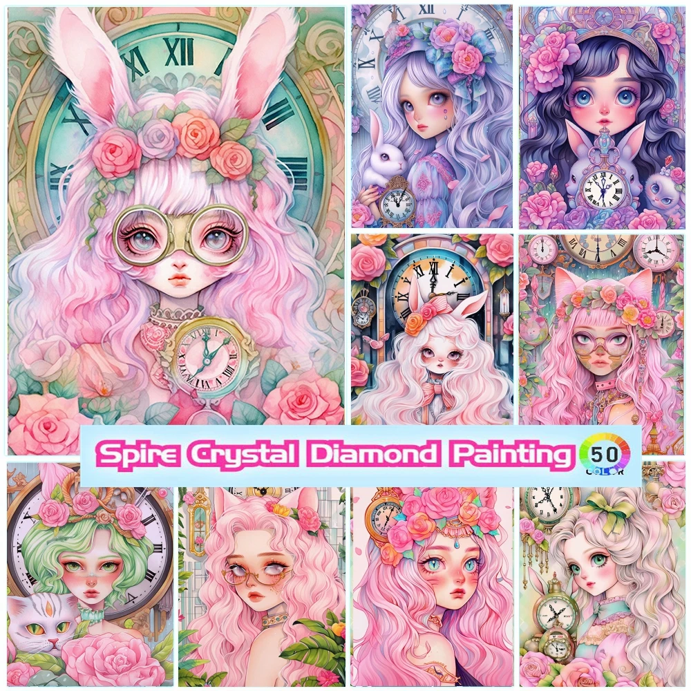 Time Fairy Girl 5d Diy Crystal Diamond Painting Embroidery Sale New 2023 Rabbit Elf Art Cross Stitch Mosaic Home Decor Kids Gift