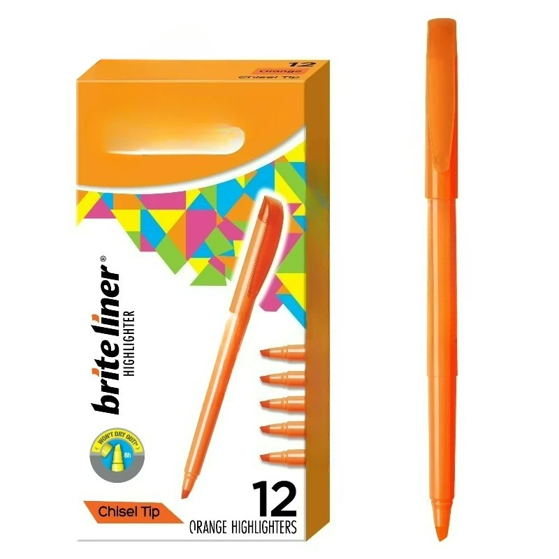 

Orange Highlighters, Chisel Tip, 12-Count pack
