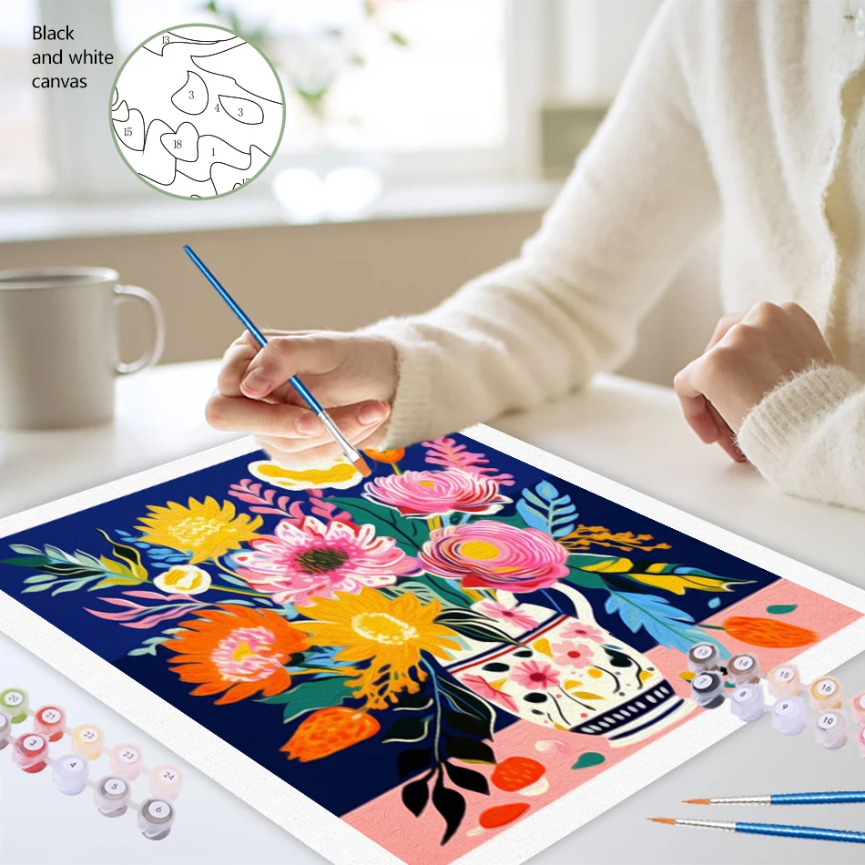 SDOYUNO Malerei, Malen nach Zahlen, Blumen, Leinwände zum Malen, Zeichnen auf Leinwand, DIY-Set, Kunstwerk, handgefertigte Acryl-Dekoration für Zuhause