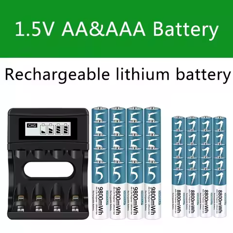 100% Original AA AAA Battery 1.5V Rechargeable Polymer Lithium-ion Battery 1.5V AA/AAA Battery with USB charger