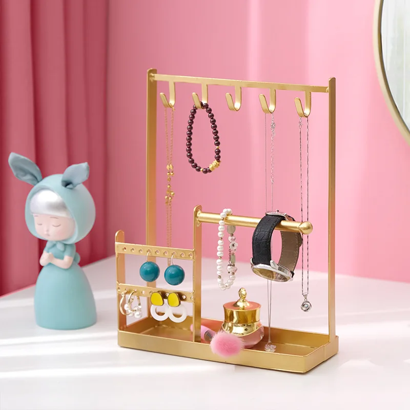 Multifunctional Jewelry Display Rack Earrings Necklace Organizer Stand Women Bracelet Watch Desktop Storage Rack