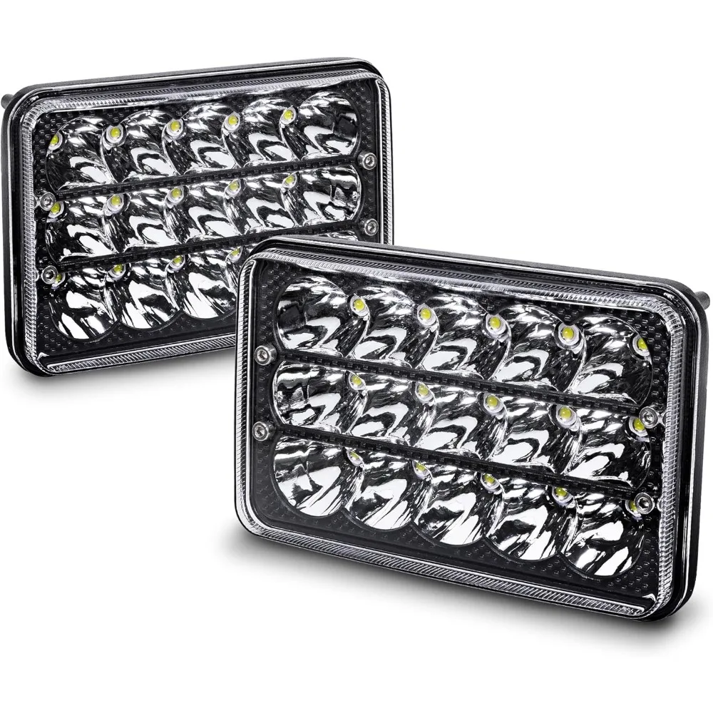 

TRUE MODS 2pc Black 6x4 4x6 Inch LED Headlights Pair 45W H4 Square High Low Sealed Beam 2a1 1a1 H4652 H4666 H6545 H4651 H4656 He