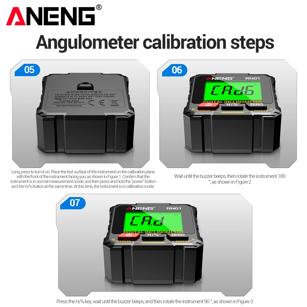 

Digital Degree Protractor ANENG RN01 Smart Mini Inclinometer Four-sided Strong Magnetic Protractor Tester Measuring Gauging Tool