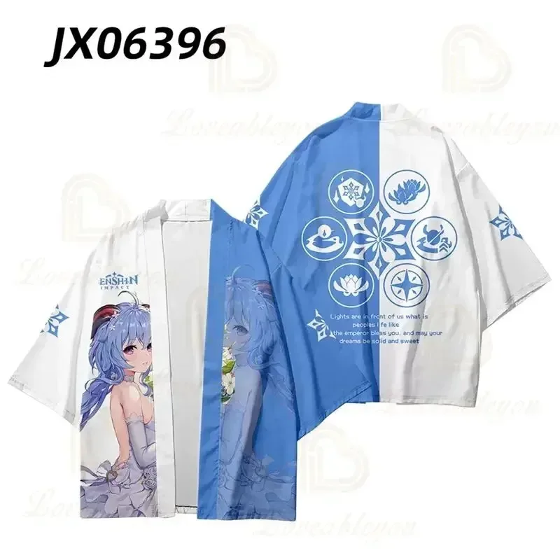 

Новое аниме Genshin Impact Kimono Twenty Zhongli Hu Tao плащ пижамы для женщин и мужчин летняя одежда с рукавом три четверти повседневная Haori202