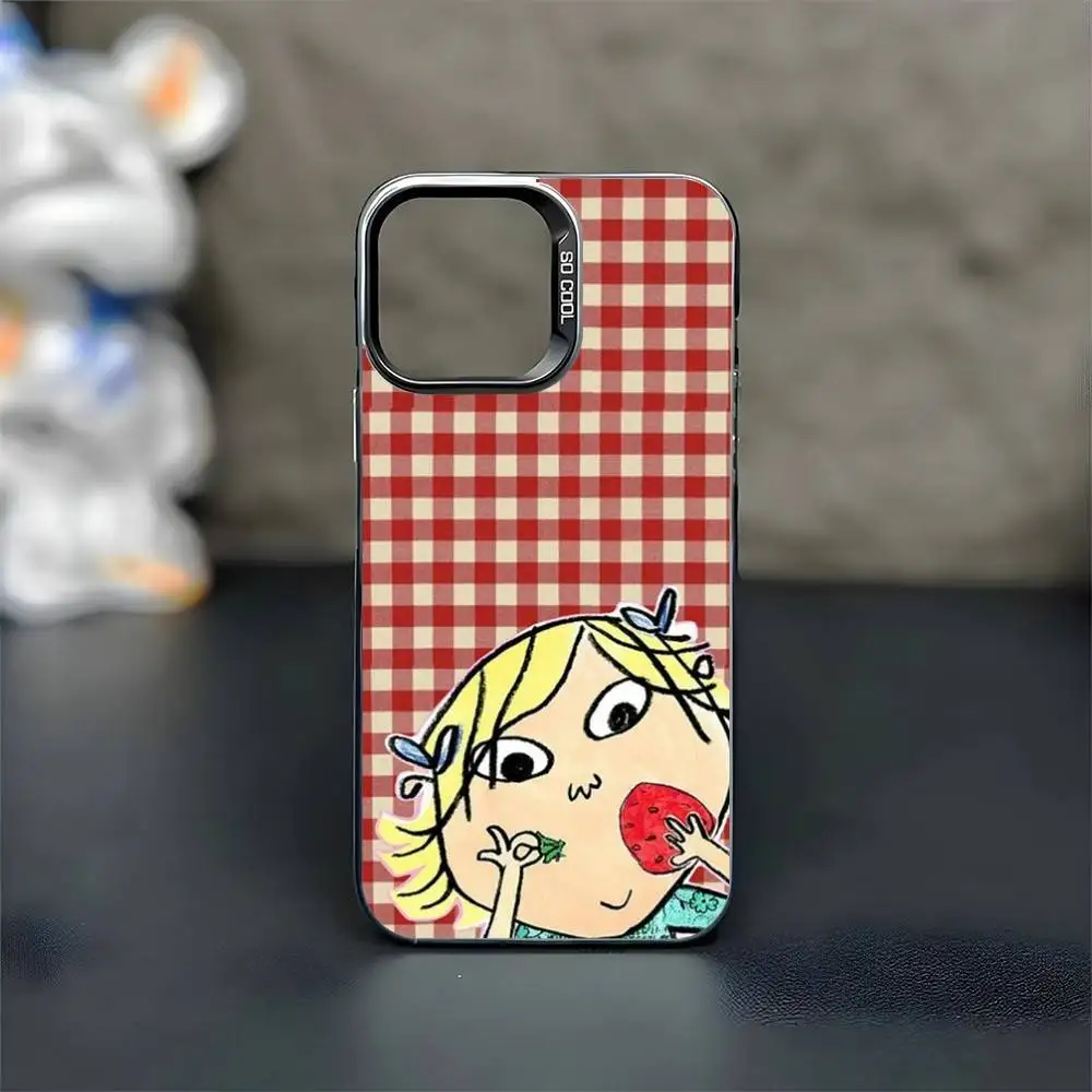 C-Charlie And L-Lola Anime Phone Case For iPhone17,16,15,14,13,12,11 Plus,Pro Max Black Matte Shockproof Cover