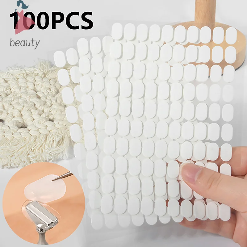 100pcs Press On Double Side Jelly Tape Nail Glue Adhesive Clear Stickers Manicure Nail Art Display Stand Salon Practice Showing