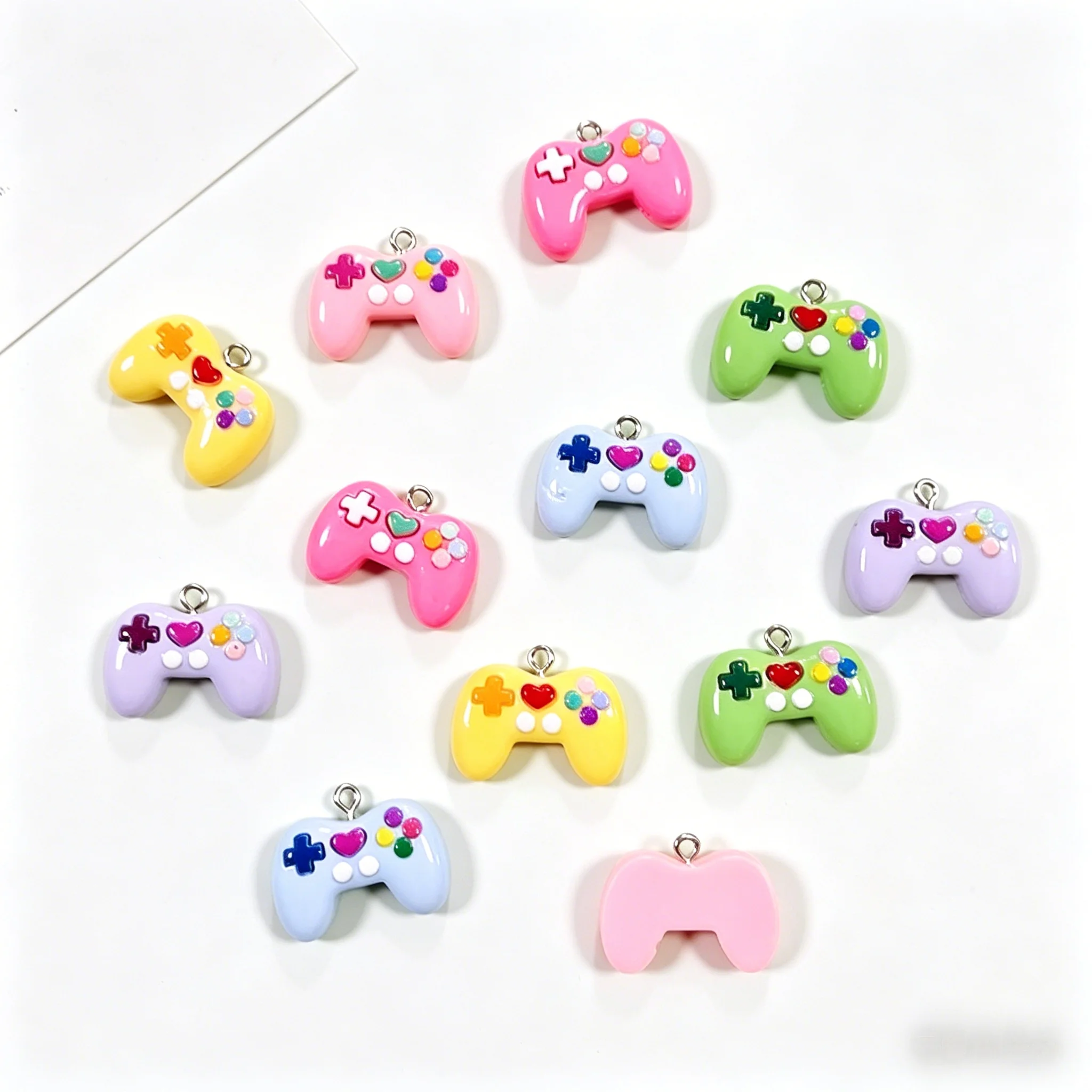 10Pcs Kawaii Gaming Gamepad Resin Charms, Cute Colorful Video Game Controller Pendants for DIY Keychain Earring Crafts