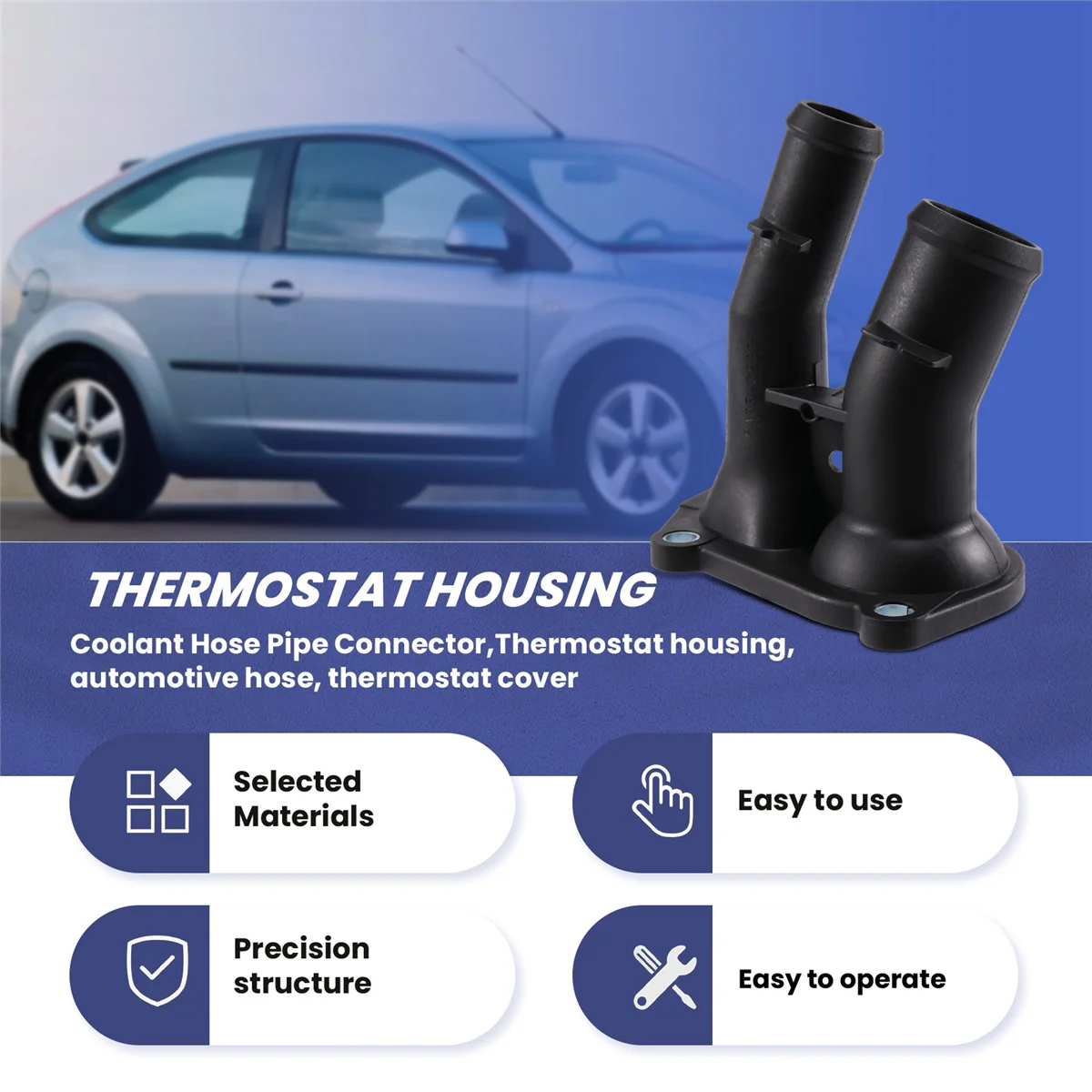 Корпус термостата Фланец охлаждающей жидкости подходит для C-Max Focus Mondeo Fiesta 2001-2012 1707050 2S6G-9K478-BC