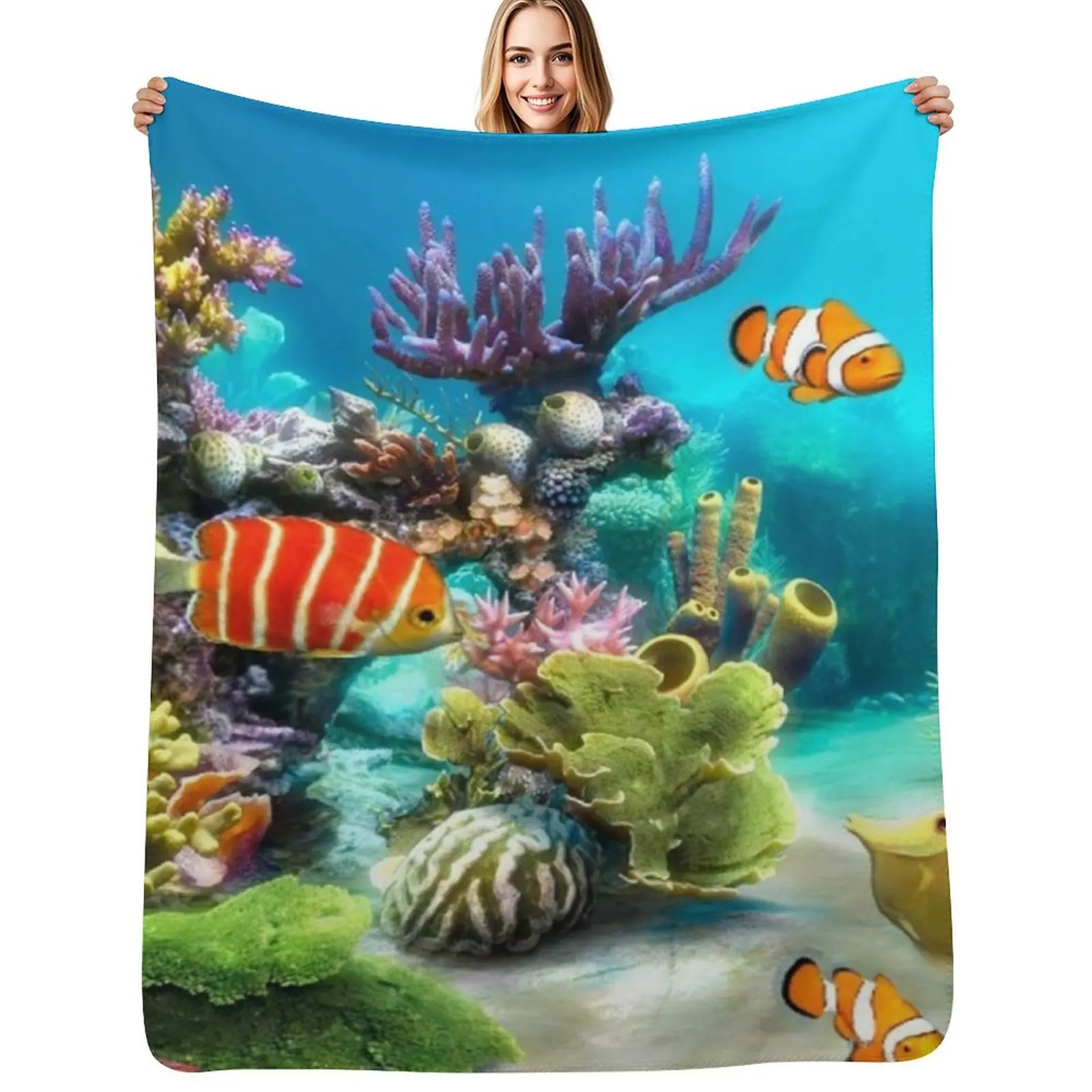 Aquarium Throw Blanket Plaid on the sofa Hairys Hair Tourist wednesday Cute Blankets