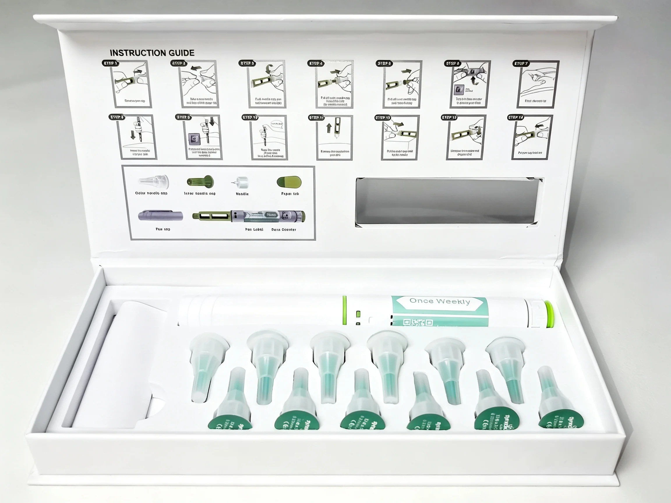 Popular 10mg Disposable Injection-Pen Peptide Pen Plastic Lightweight Syringe with 12PCS 4mm Needle Set