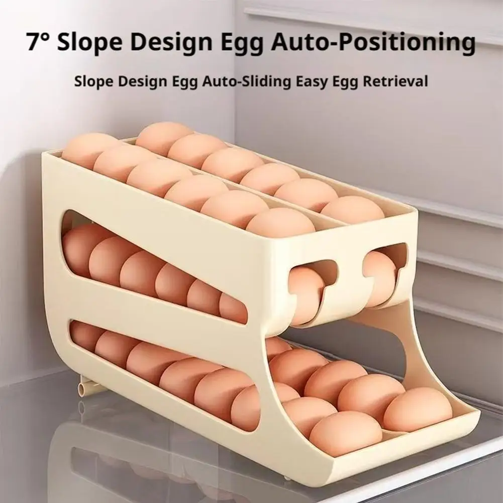 Three Tier double row  Egg Storage Box Ladder Style Egg Box Storage Refrigerator Large Capacity Automatic Egg Rolling Machine