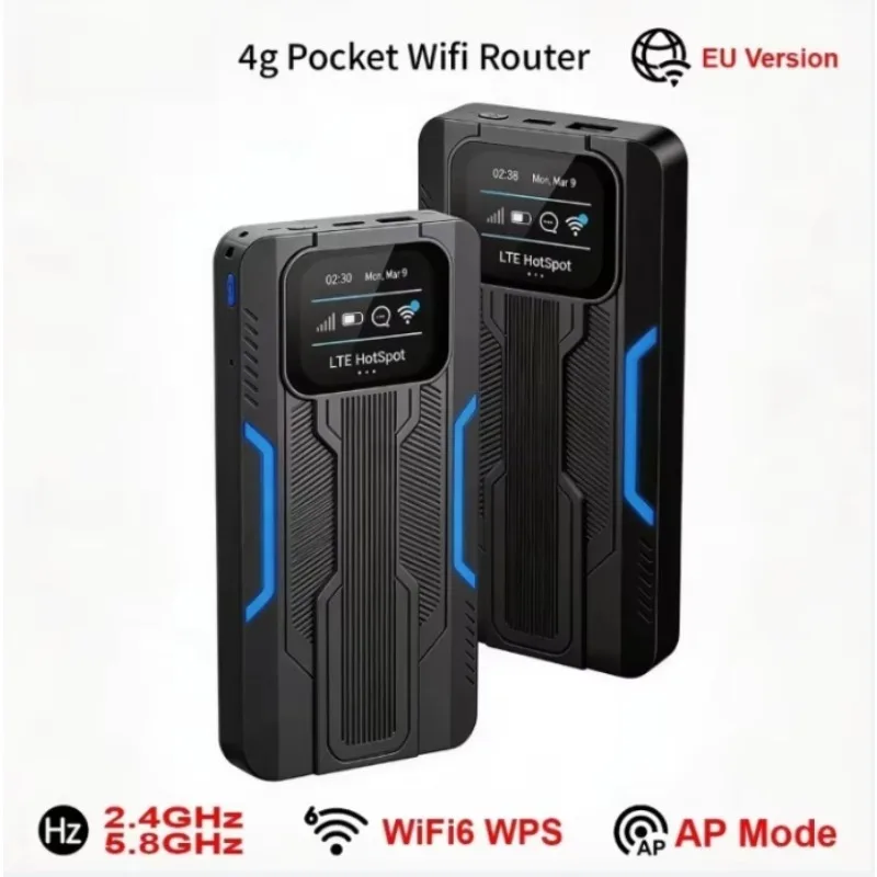 Router 4g 2.4G & 5.8G Portable Wifi Router WiFi6 WPS Car Pocket Wifi AP Mode, Tle Router for Portable Travel