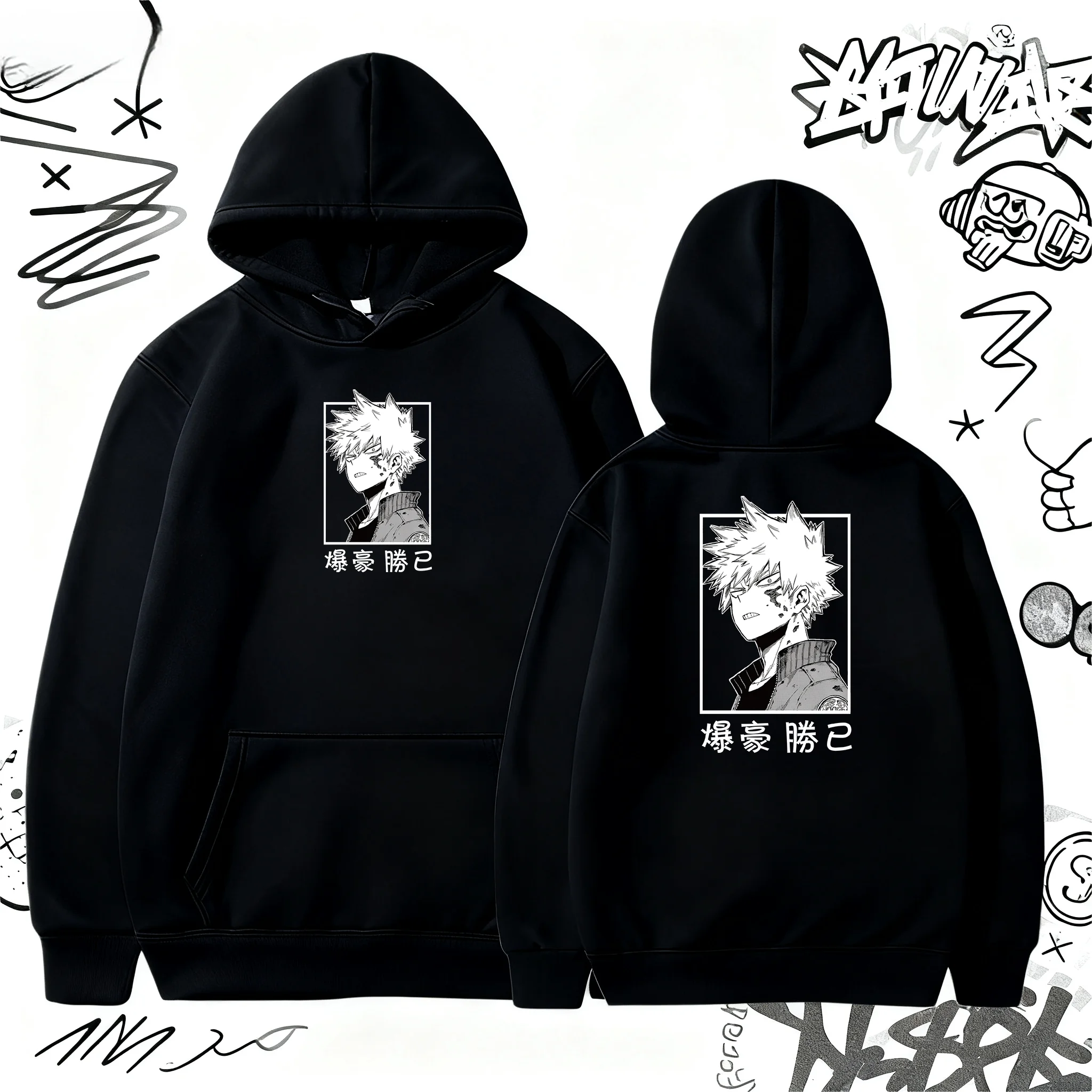 

Мужская толстовка с аниме-принтом 2026 года, с длинным рукавом, для осени и зимы, повседневная, для улицы, модная, спортивная одежда