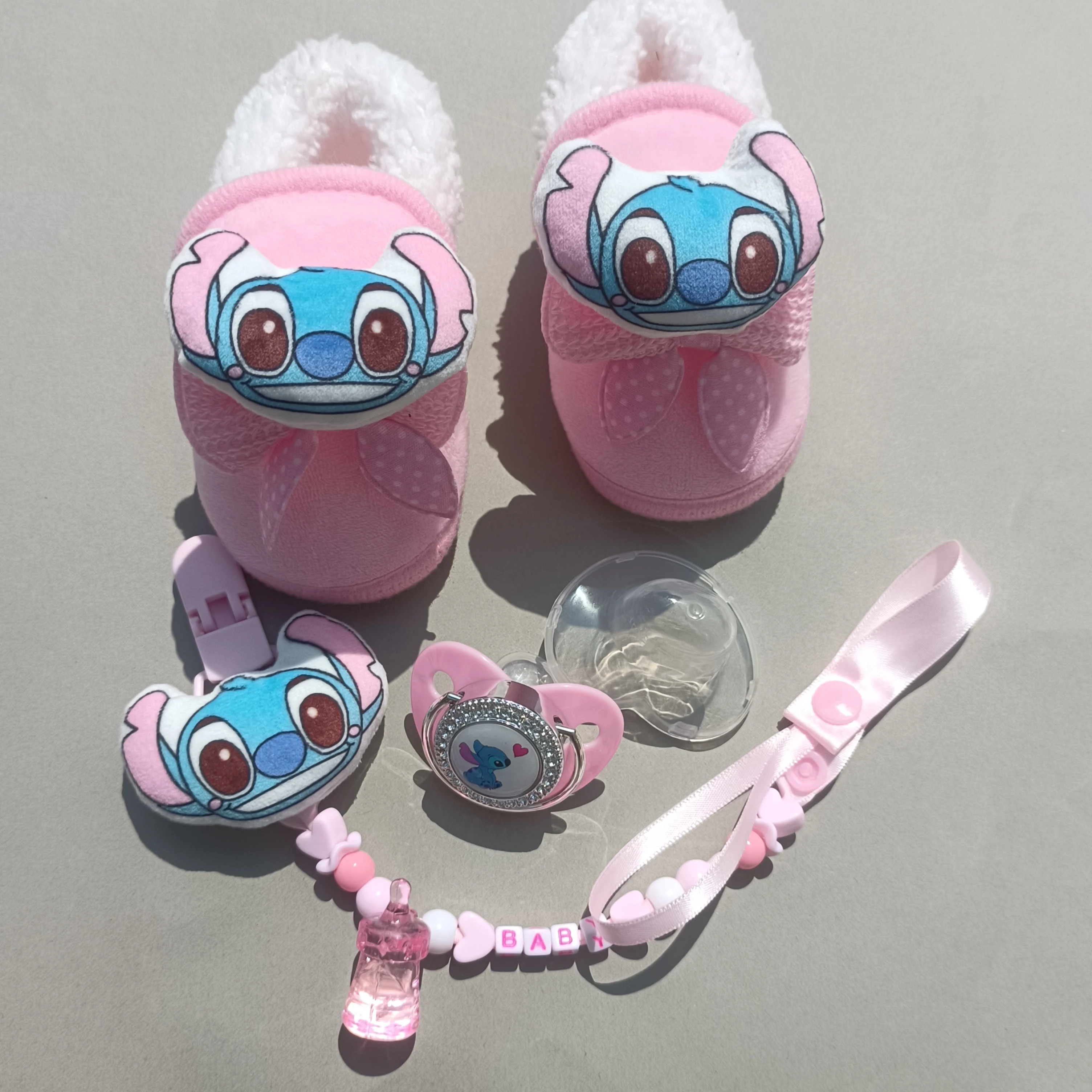 Disney Newborn Baby Stitch Add Cotton in Autumn and Winter Shose Newborn Baby Socks Toddler Boots and Pacifiers Leashes & Cases