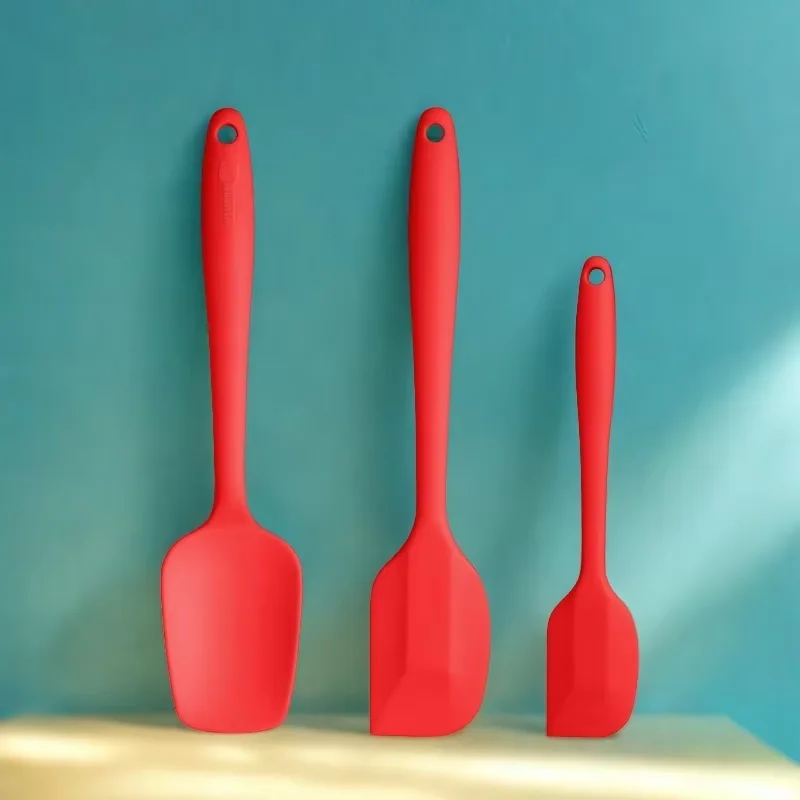 3 Pieces Food Grade Non Stick Butter Cooking Silicone Spatula Set Cookie Pastry Scraper Cake Baking Spatula Silicone Spatula
