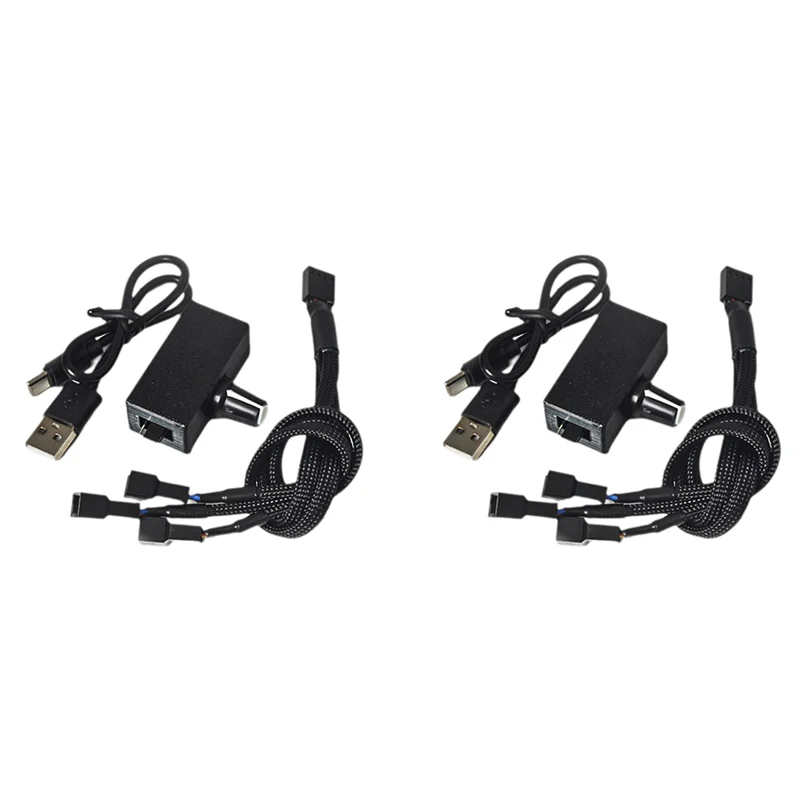 

HJ-2X ШИМ-контроллер скорости 12 В 4-контактный ШИМ USB TYPE-C Источник питания DIY Кулер водяного охлаждения с переходным кабелем от 1 до 3