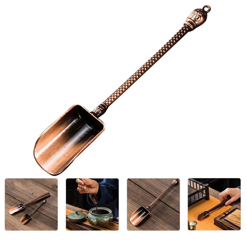

Long Handle Vintage Teaspoon Decorative Metal Scoop Multi-Function Portable Household Tea Shovel Set Kitchen Bar Tool Tea
