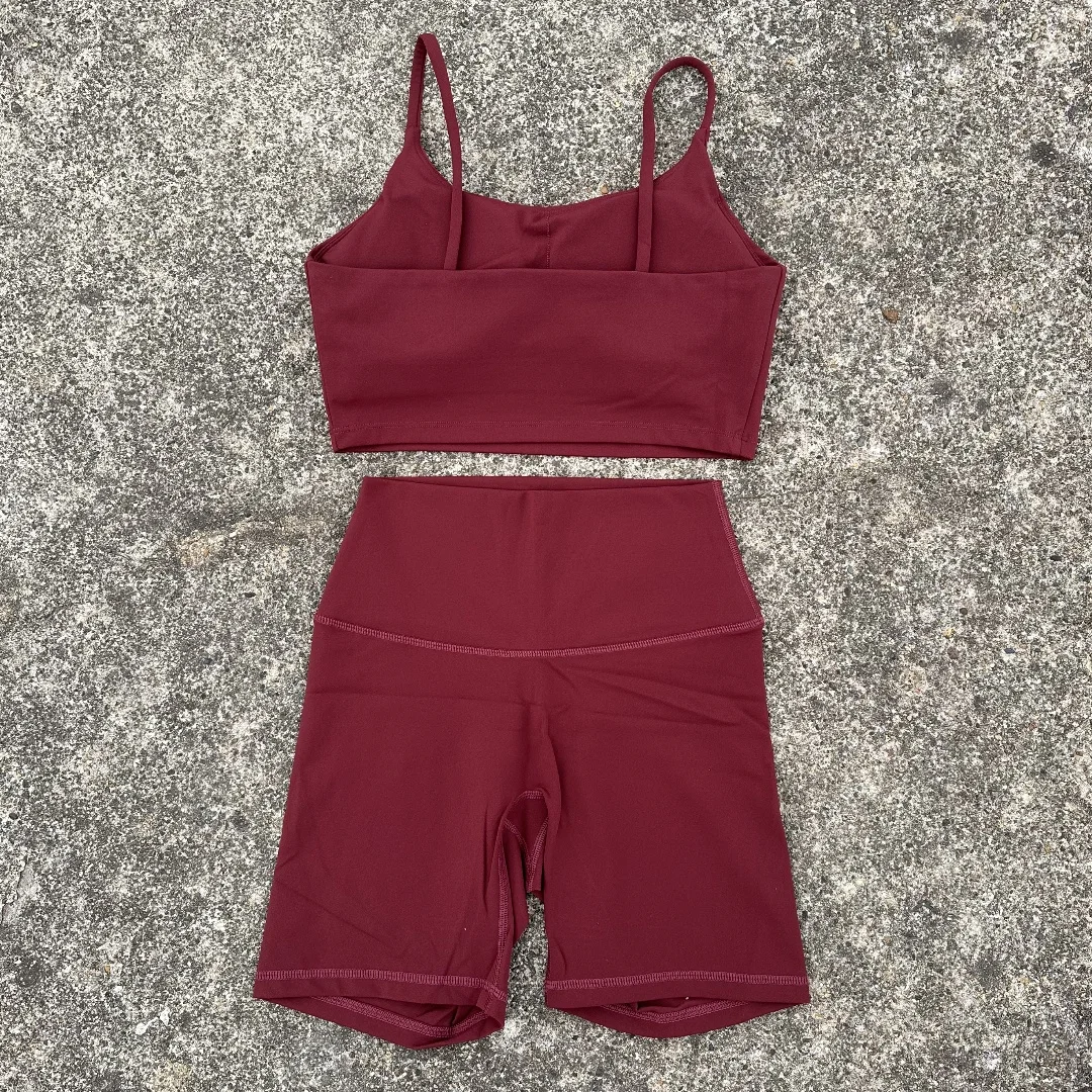 Solid Color gym bike Yoga Set short Legging +cross sport bra Tracksuit Athletic Women Gym Suit Comprehensive Training Jogging