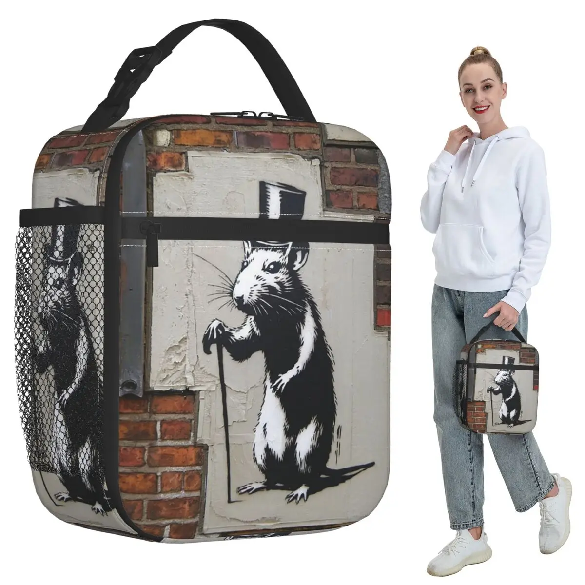 

Термосумка для обедов Banksy Rat Street Art для женщин, офисная термосумка-холодильник, портативный контейнер для еды