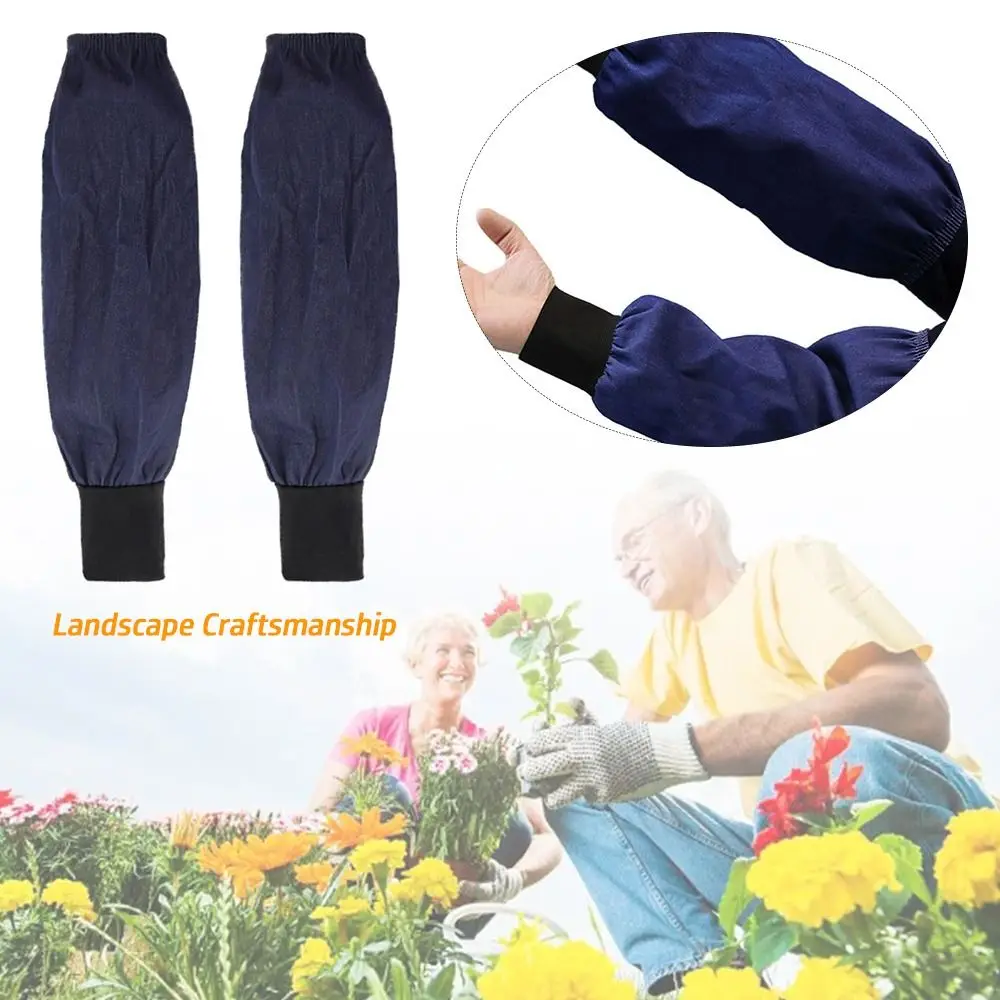 1 Pair Welder Lengthen Arm Protective Sleeves Denim Blue Welding Arm Sleeves Working Sleeves Cut Resistant Heat Protection