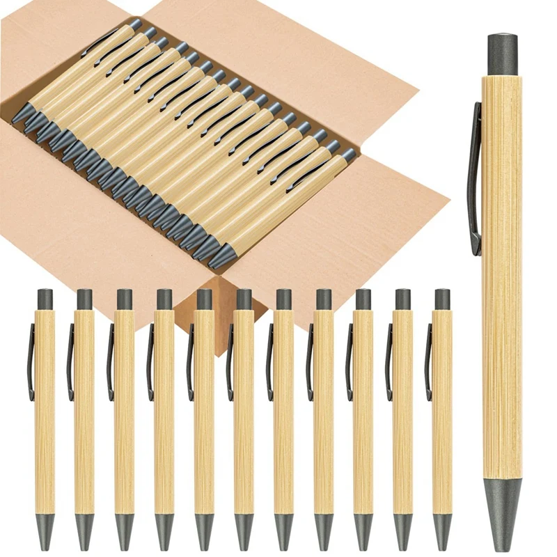 100Pcs Bamboo Pens Bulk Wooden Bamboo Pens Engraving Wooden Ballpoint Pen Gift Pen Bulk Easy To Use High Guality