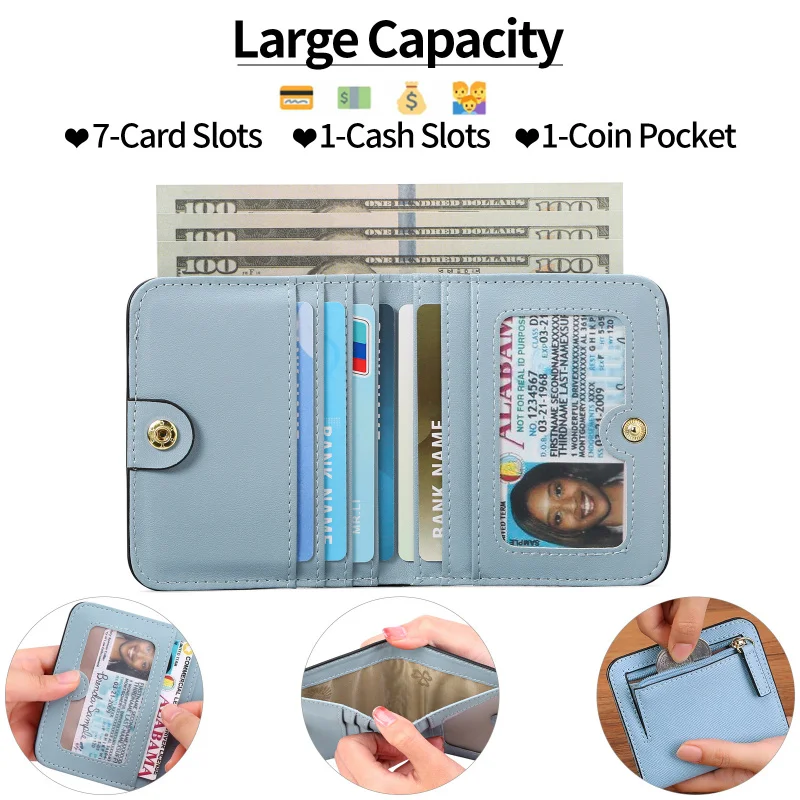 Western RFID Blocking Super Thin Candy Colors PU Leather Short Women Wallet Multifuction Large Capacity Purse for Ladies