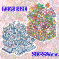 PLUS SIZE stereoscopic miniature creative Sky playground scene  landscape stickers