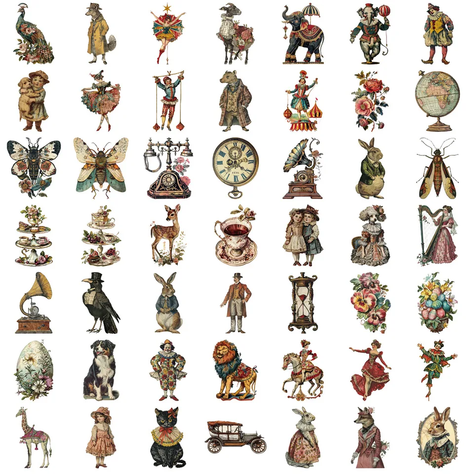 50Pcs Vintage Victorian Aesthetic Waterproof Stickers