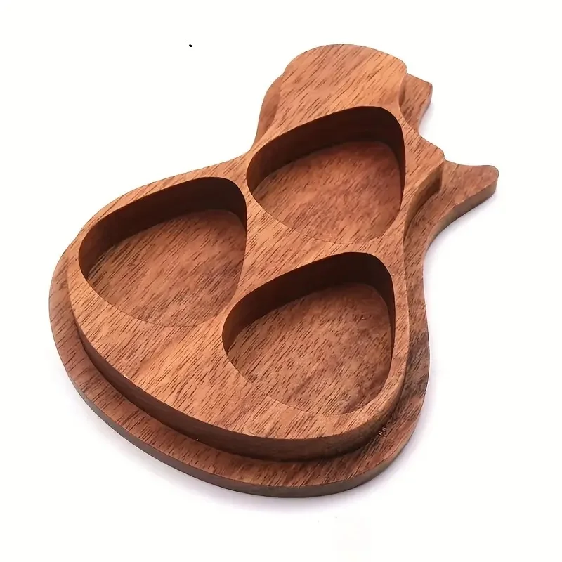 Wooden Guitar Picks Box Guitar Shaped Plectrum Case Container Acoustic Electric Guitar Pick Storage Organizer For Christmas Gift