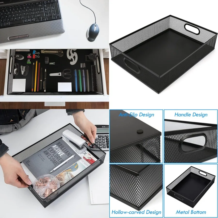 

Органайзер для ящиков стола формата А4, большой металлический сетчатый настольный органайзер, лоток для эффективного хранения офиса и дома, универсальный регулируемый