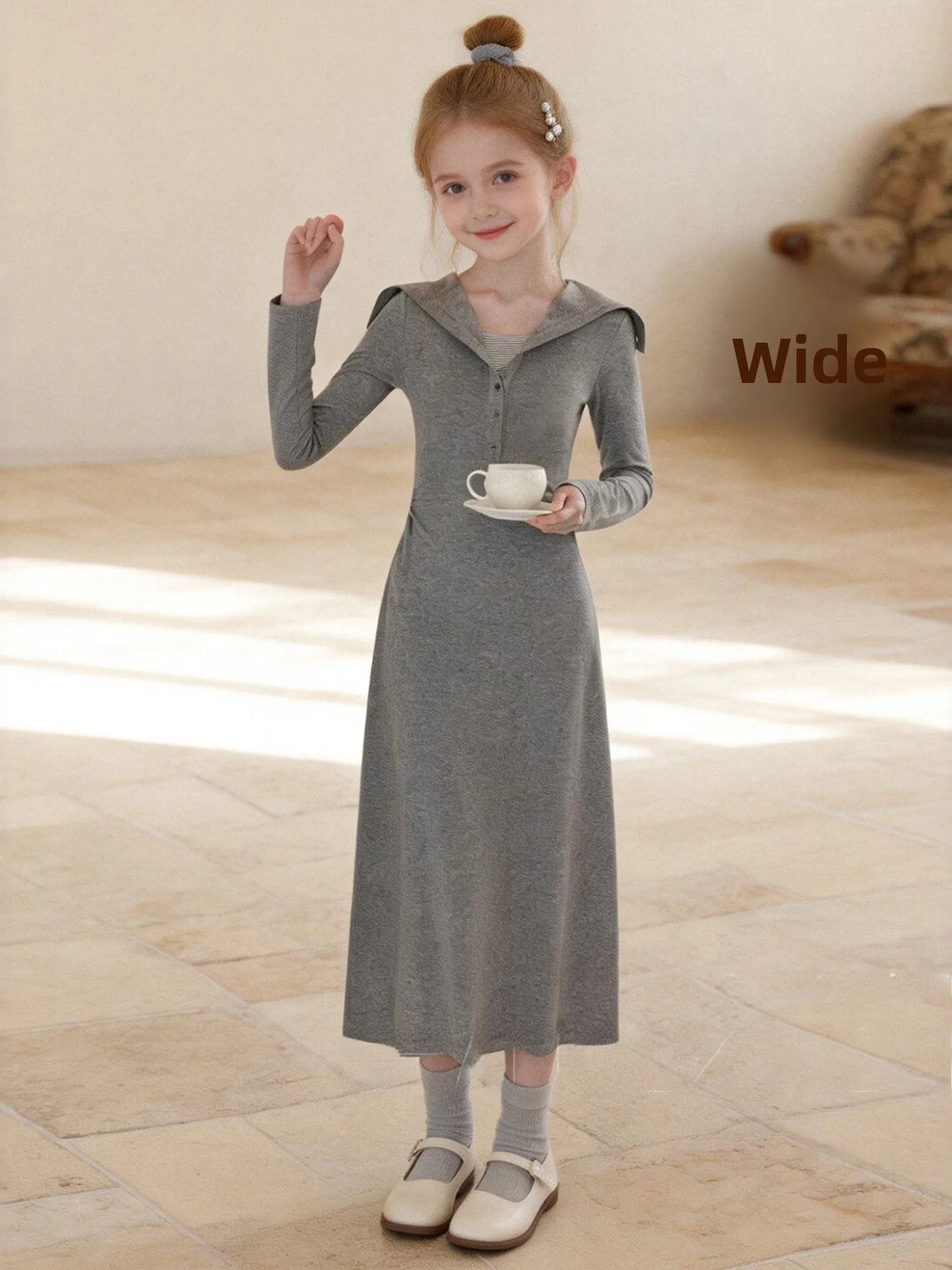 elegant-unique-girls-dress-spring-fashion-long-sleeve-knitted-soft-comfortable-mid-waist-casual-style-children's-clothing