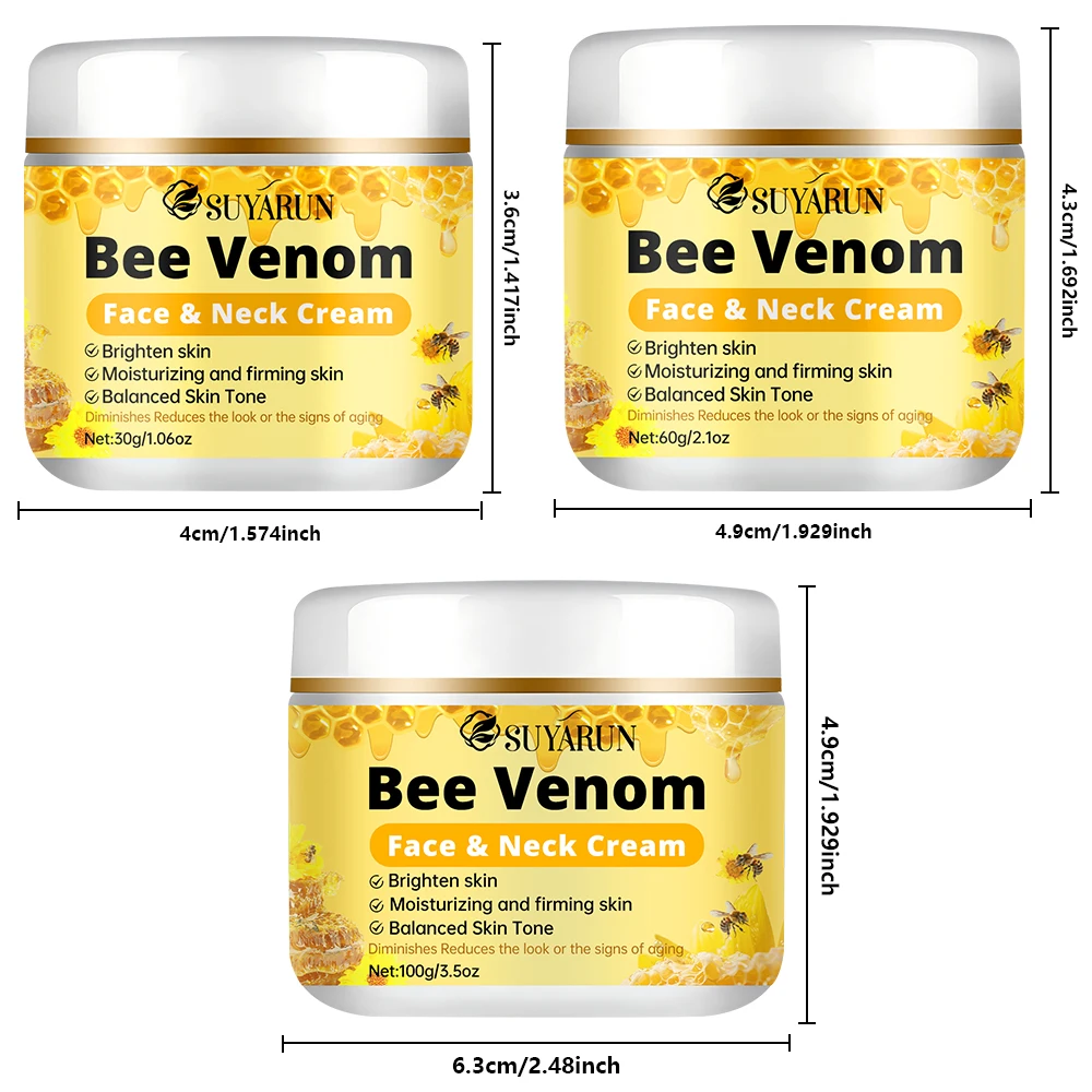 كريم SUYARUN Premium Bee Venom المضاد للشيخوخة للوجه والرقبة - لشد تقليل التجاعيد، تركيبة عضوية للترطيب العميق.