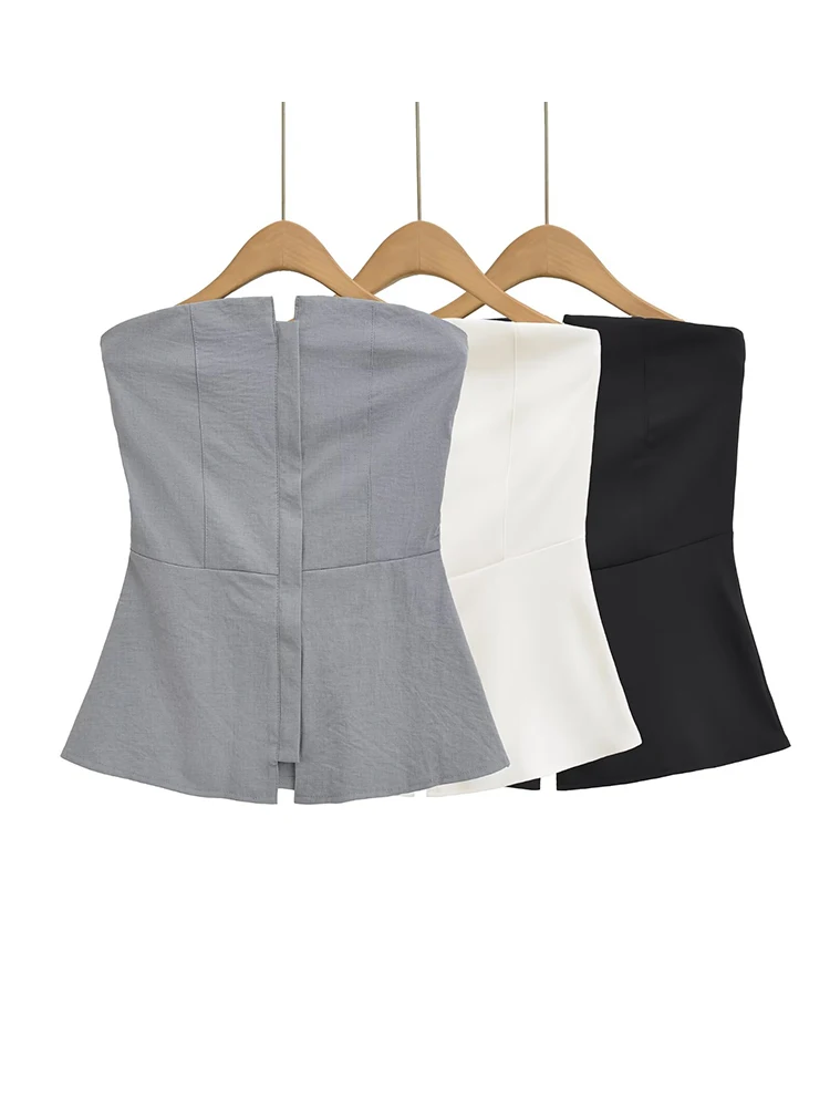 

Женские топы с открытыми плечами и открытой спиной, летние черные, серые тонкие майки на молнии