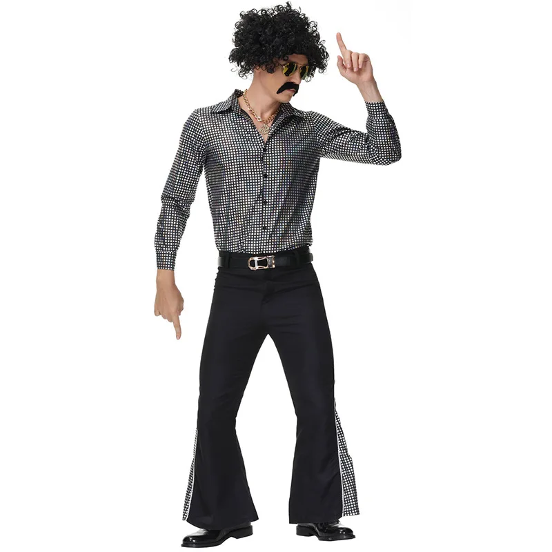 

Мужской костюм в стиле диско-хиппи 70-х годов, одежда для выступлений на Хэллоуин, TING, другая одежда, этнический сценический костюм, мужская мода