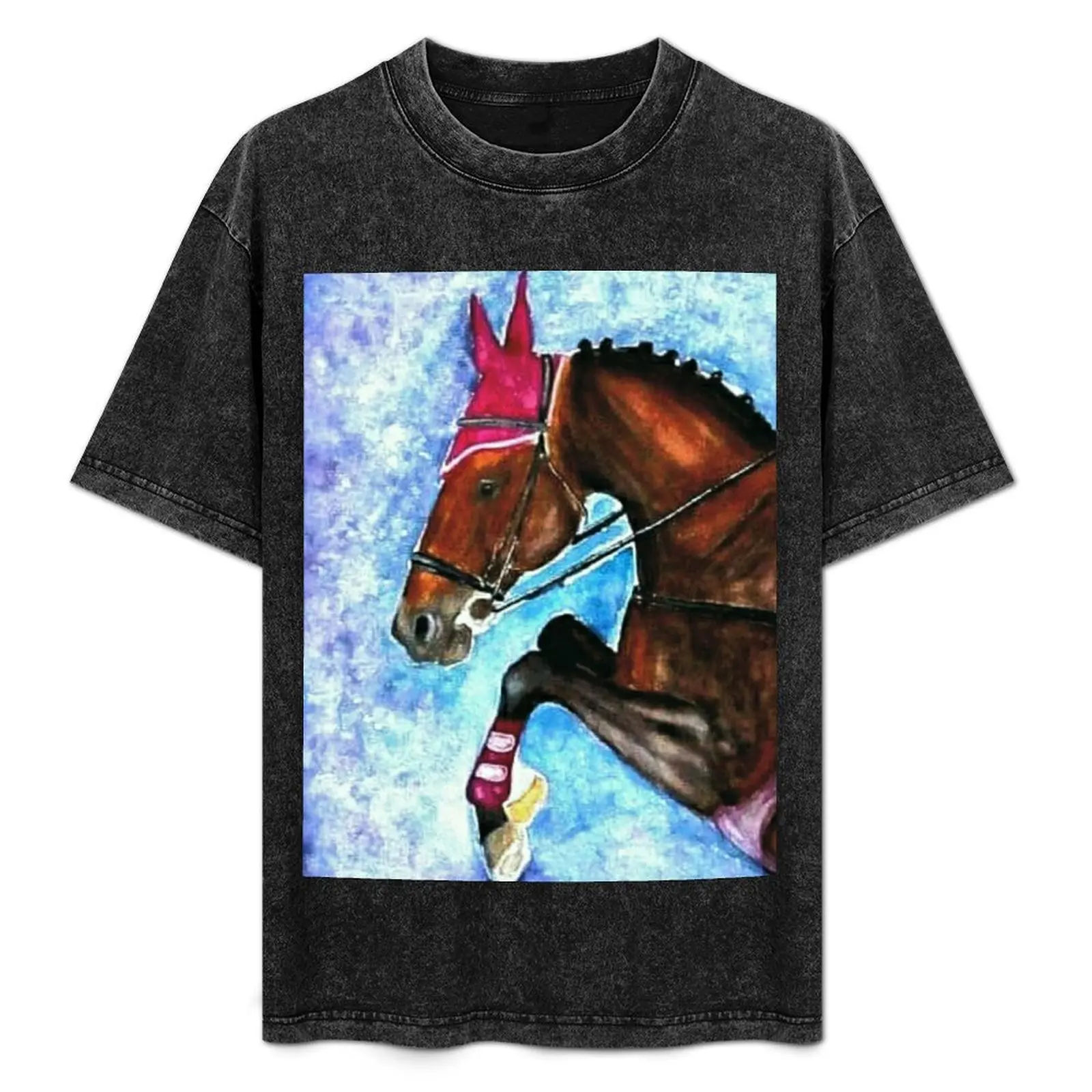 

Show jumping horse portrait painting T-Shirt new edition cute tops new gifts and t-shirts shirts men graphic