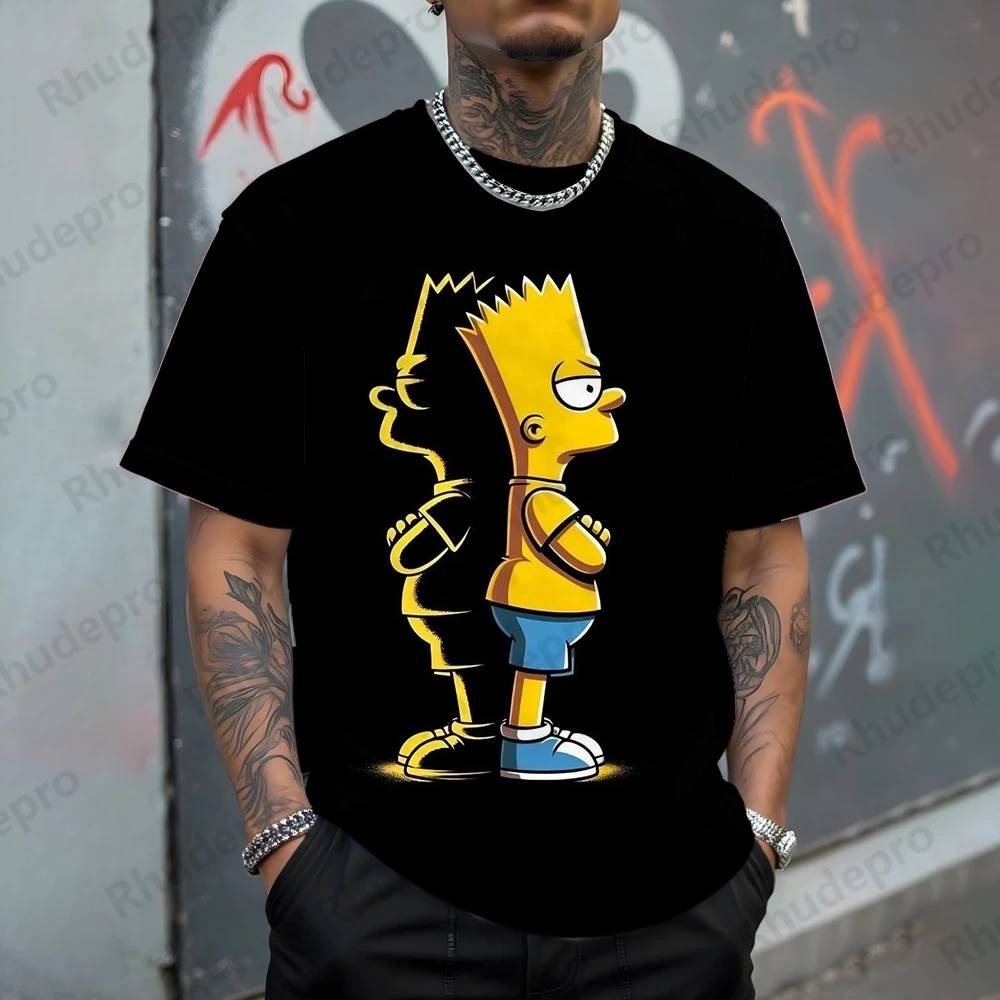 

Disney Kids Blue T-shirt For Men The Simpsons Pattern Women's Tshirt Anime Tops Summer Fashion Couples Section Short-Sleeved