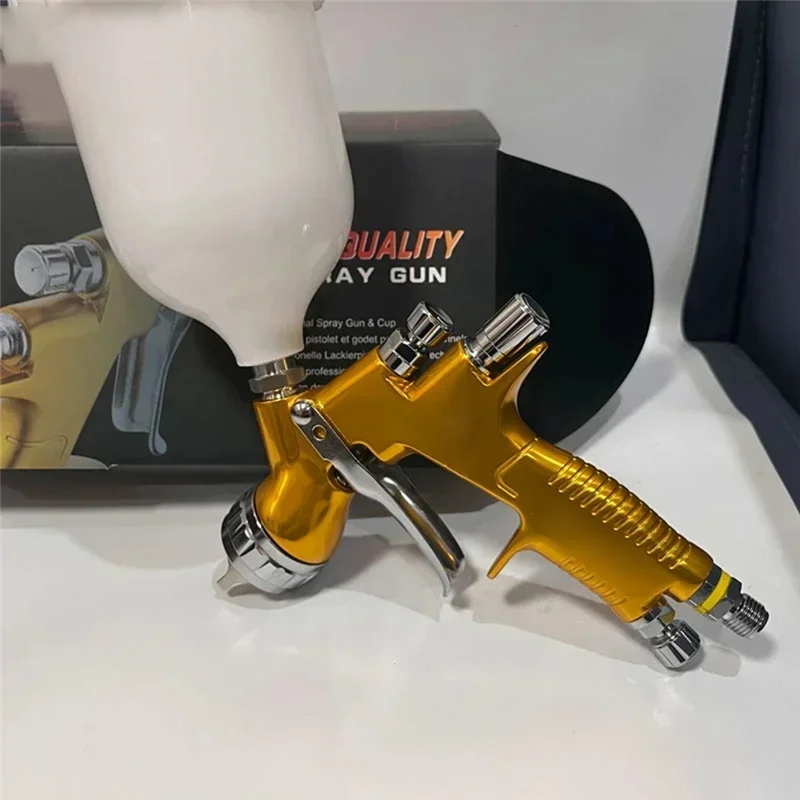 

【Shopper’S-Favorite!】GT Pro Airbrush Gold 1.3Mm Nozzle TE20 T110 Water Based Air Spray Gun Painting Gun With Mixing Cup
